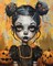 Halloween Pumpkin Strange Girl Paint by Numbers Kit – Cute Weird Girl Portrait DIY Painting on Canvas with Acrylic Paints & Brushes for Adults & Beginners, 16x20 Inch (No Frame)